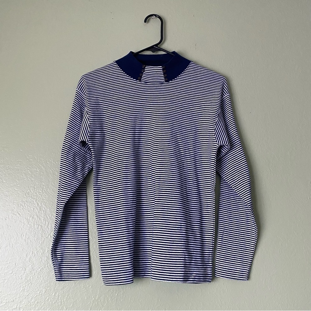Vintage 90’s Navy Striped Mockneck Sweater